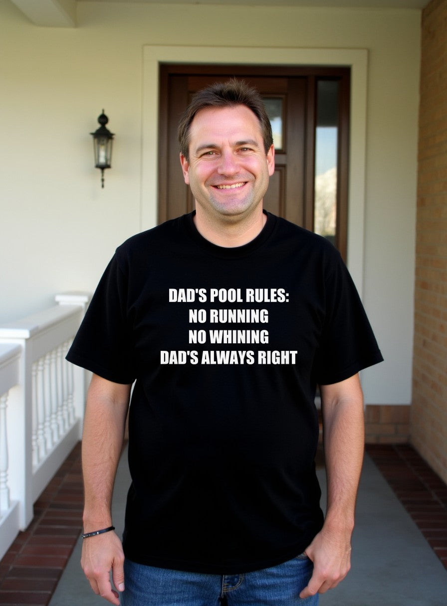 Dad's Pool Rules Shirt — worn lifestyle photo
