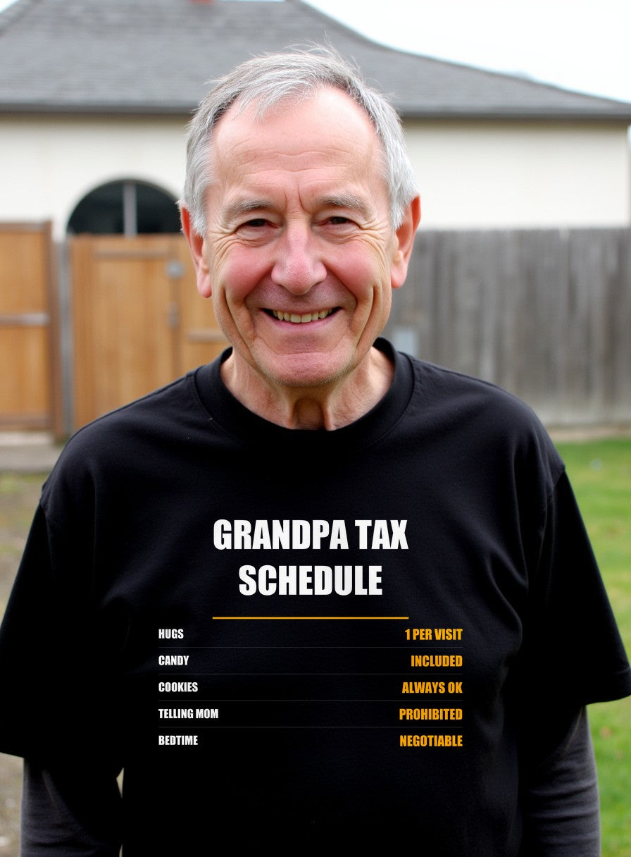 Grandpa Tax Schedule Shirt, Hugs Candy Cookies, Father's Day Gift — worn lifestyle photo