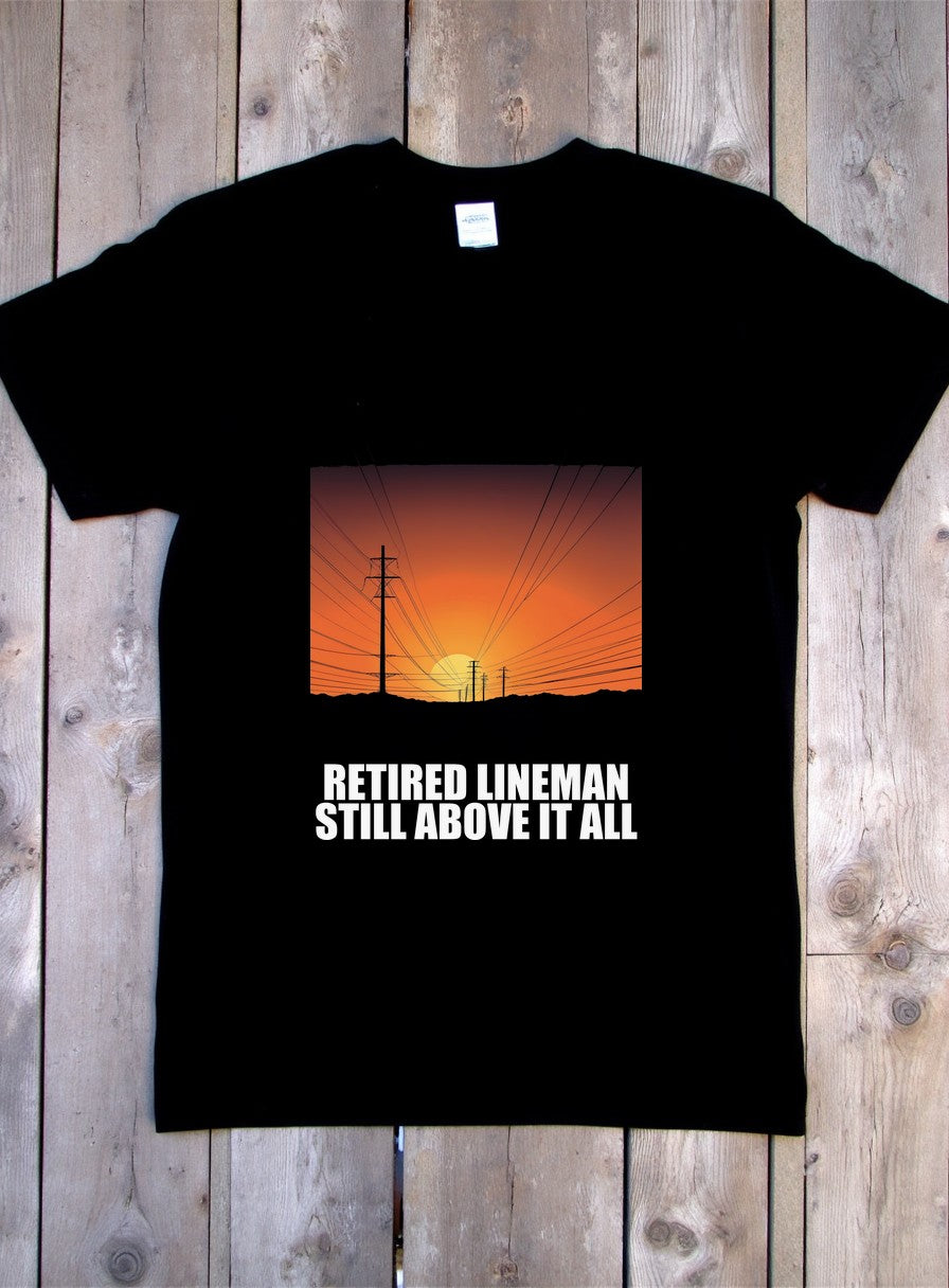 Retired Lineman Shirt — flat lay photo