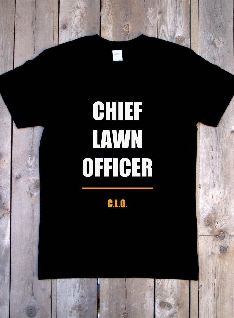 Chief Lawn Officer Shirt — flat lay photo