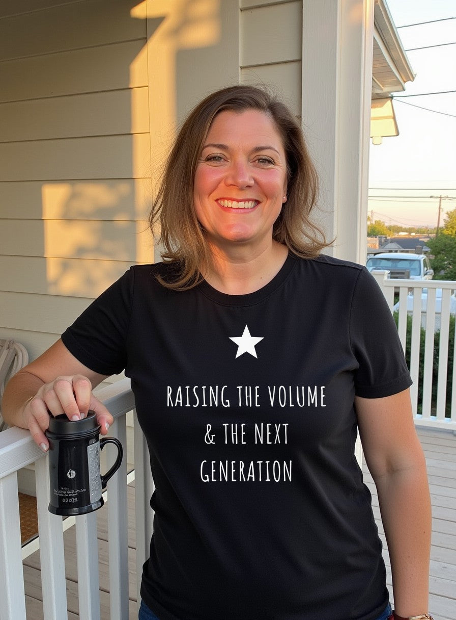 Raising The Volume And The Next Generation Shirt — worn lifestyle photo