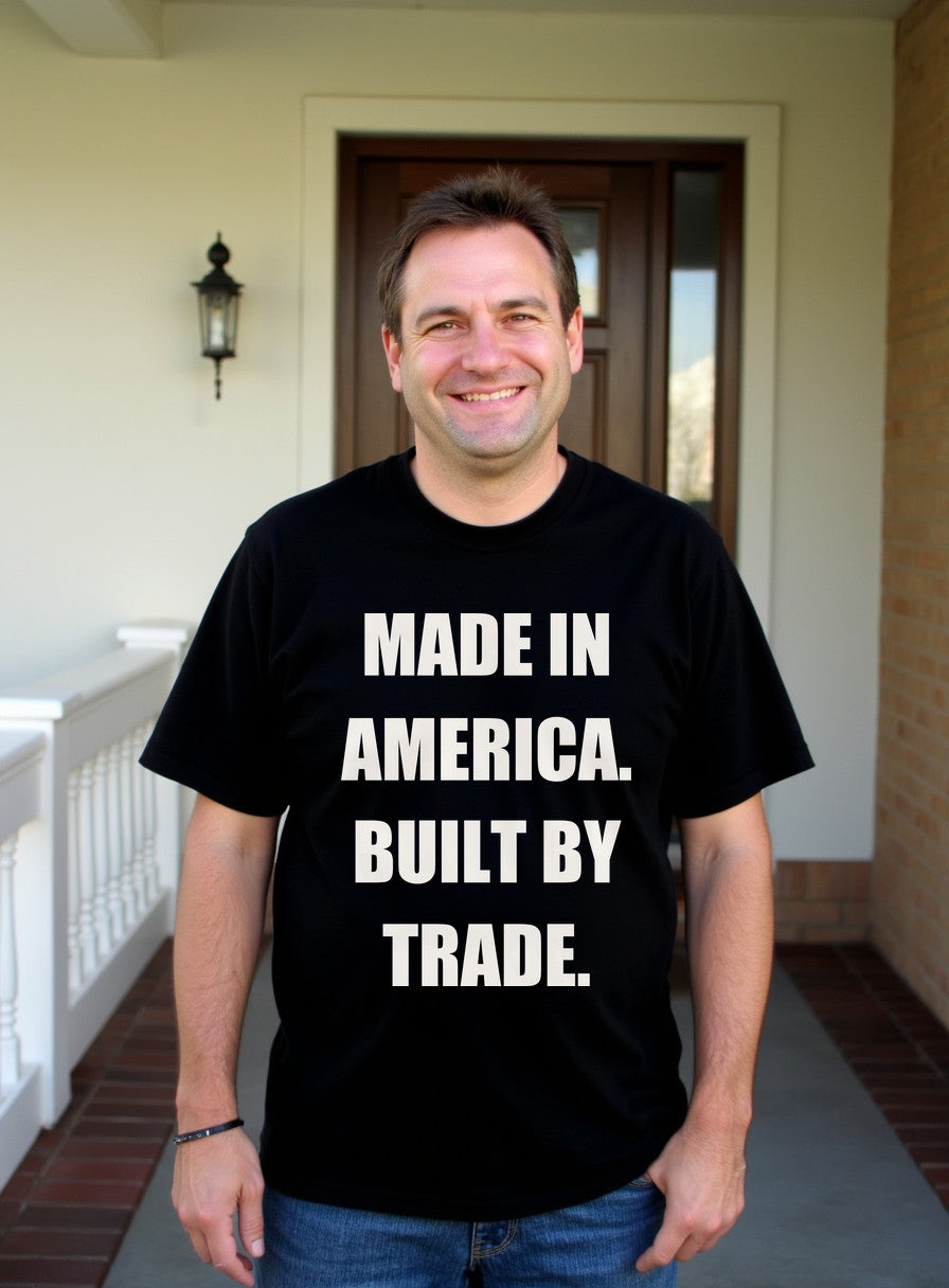 Made In America Built By Trade Shirt — worn lifestyle photo