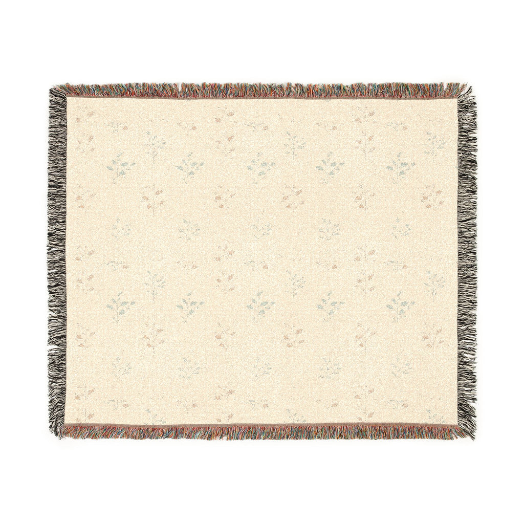 Fern & Seedhead Woven Throw Blanket - Jacquard Woven Botanical, Patina Blue & Terracotta - Mossbridge