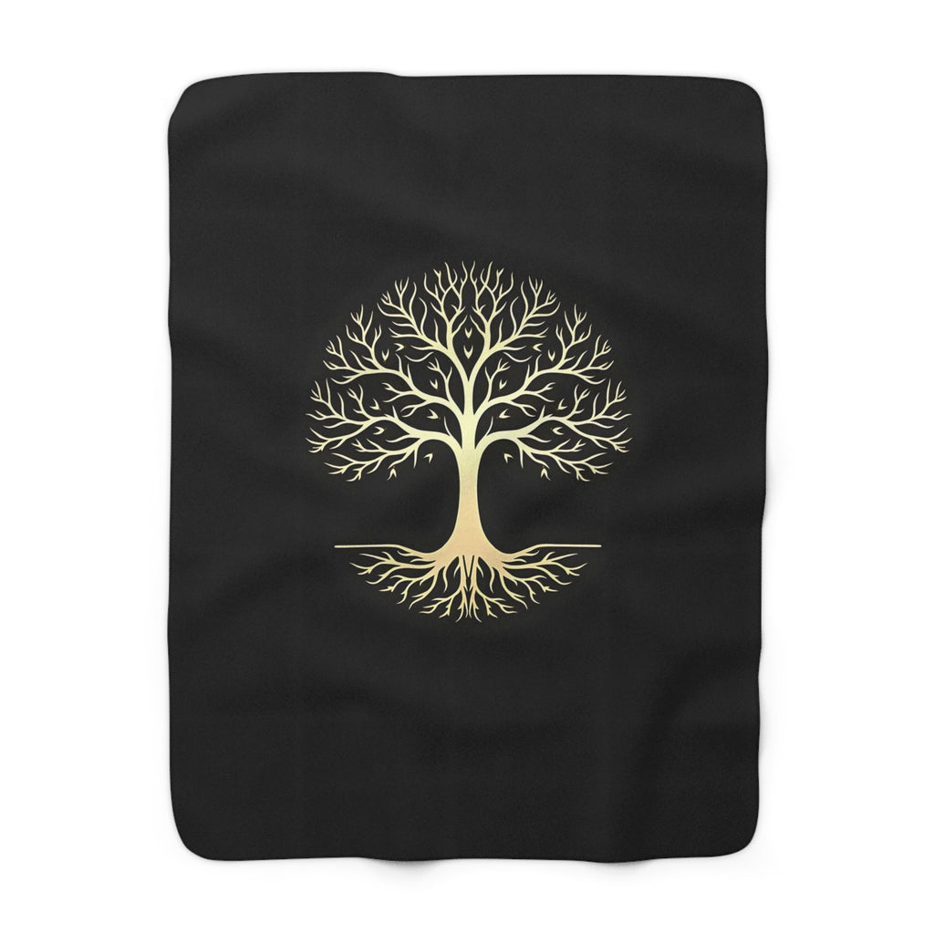 Gold Tree of Life Line Art Sherpa Throw Blanket from Kindling & Hammer