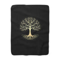 Gold Tree of Life Line Art Sherpa Throw Blanket from Kindling & Hammer