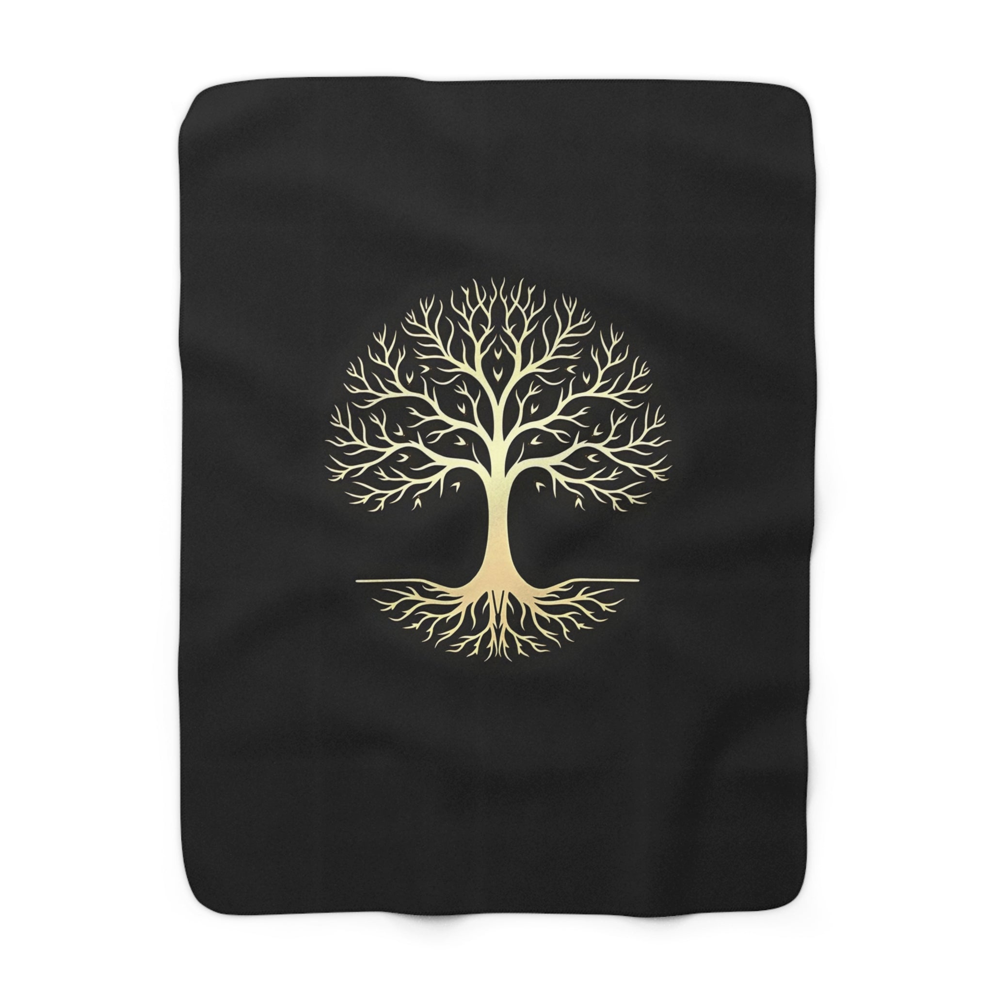 Gold Tree of Life Line Art Sherpa Throw Blanket from Kindling & Hammer