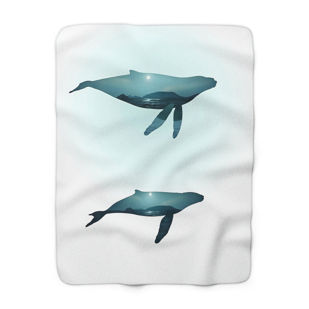 Whale Double Exposure Sherpa Throw Blanket from Kindling & Hammer