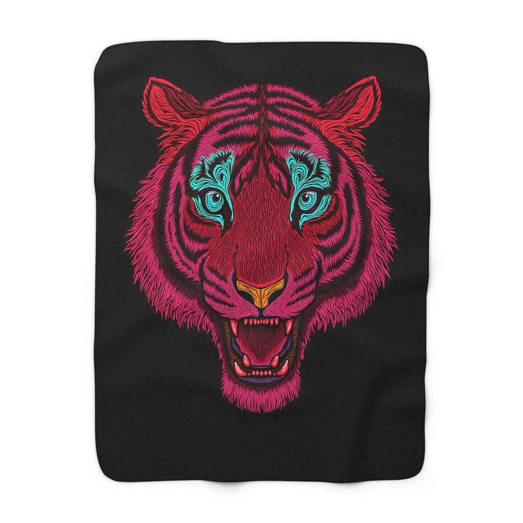 Neon Tiger Sherpa Throw Blanket from Kindling & Hammer