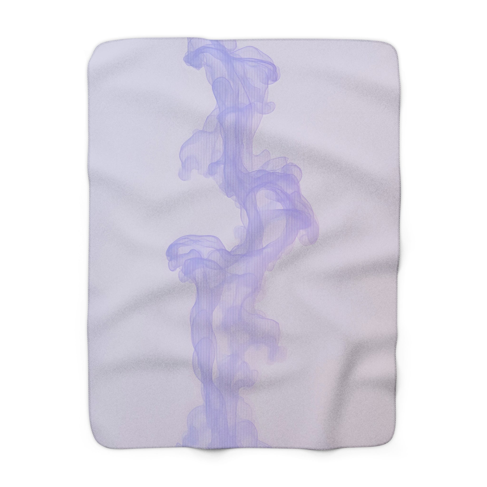 Lavender Smoke Sherpa Throw Blanket - Soft Purple Abstract Wisp on Pale Lilac, Modern Minimalist Decor