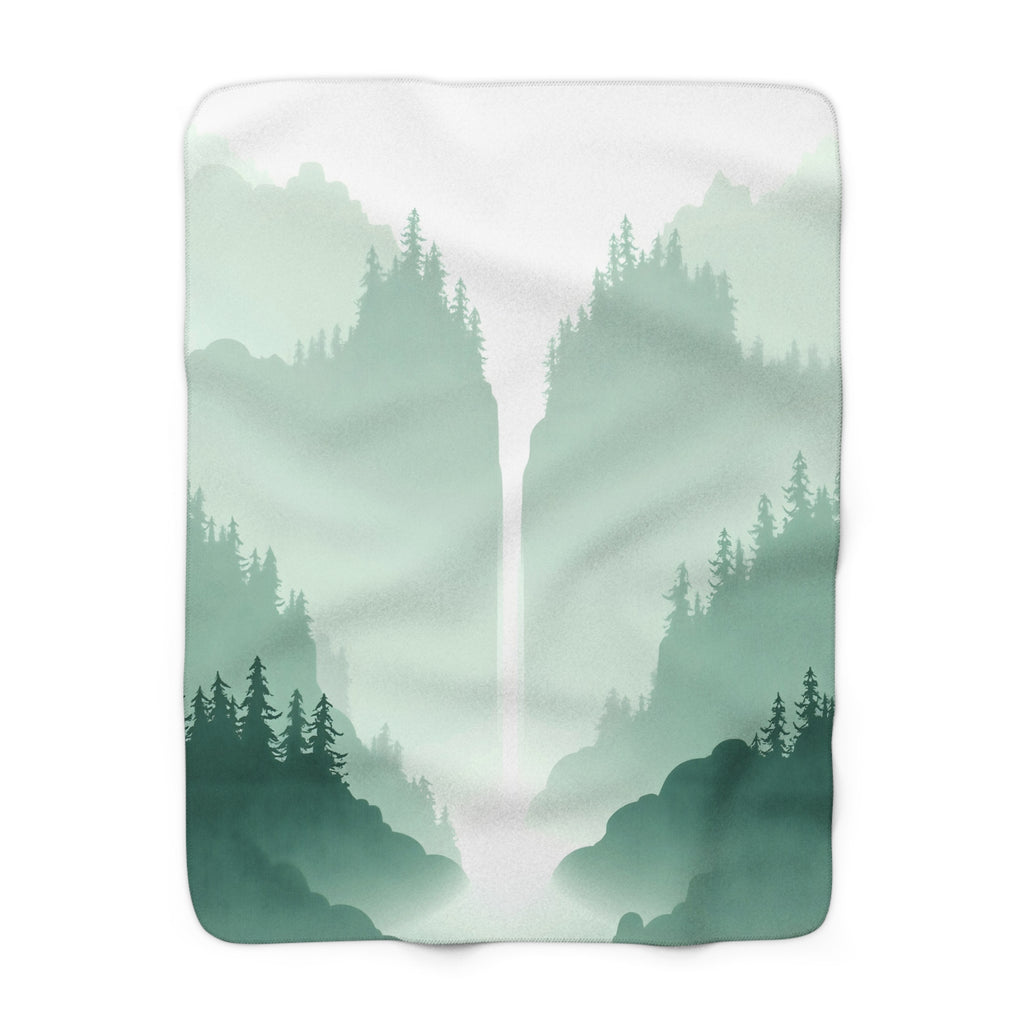 Waterfall Misty Landscape Sherpa Throw Blanket from Kindling & Hammer