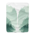 Waterfall Misty Landscape Sherpa Throw Blanket from Kindling & Hammer