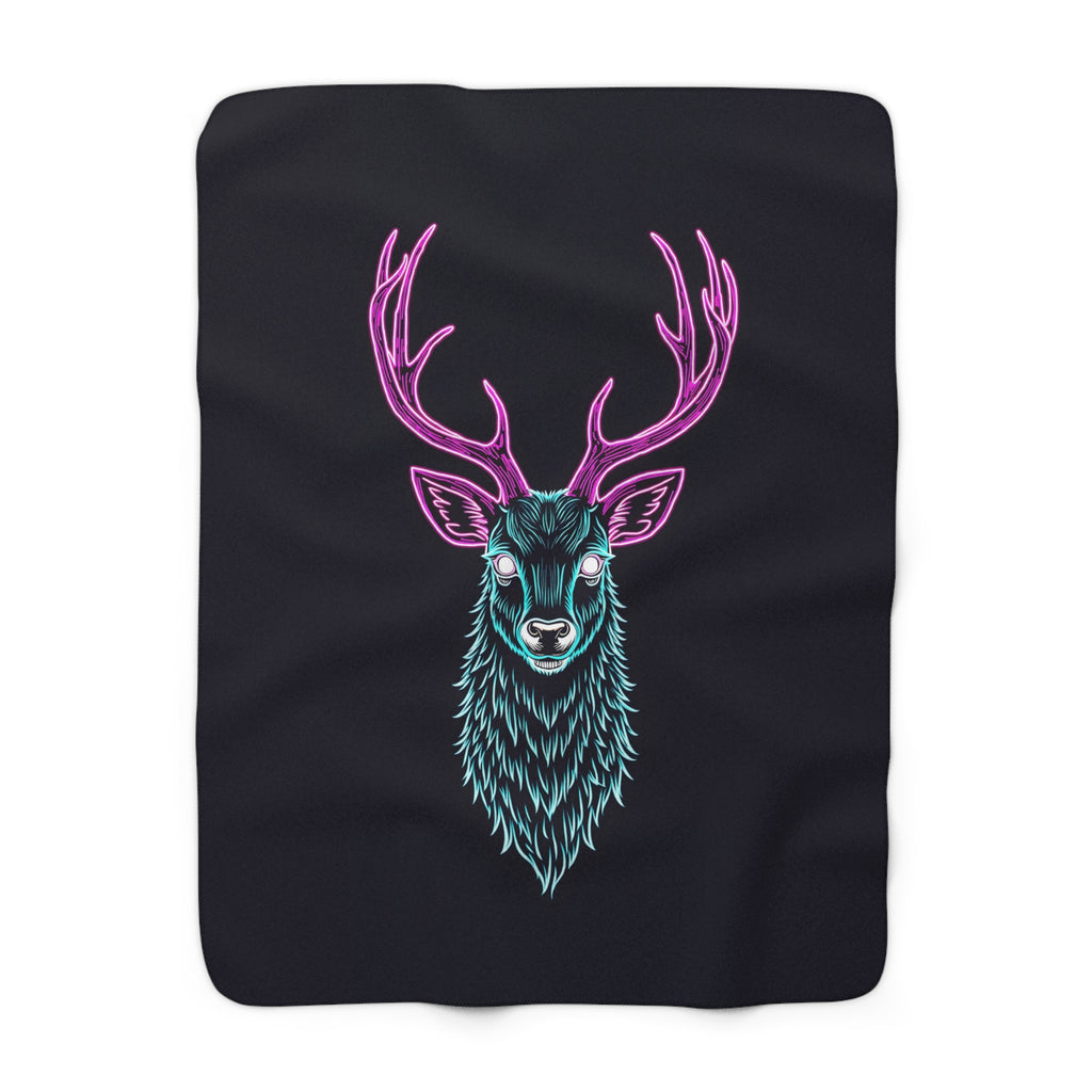 Neon Stag Sherpa Throw Blanket from Kindling & Hammer