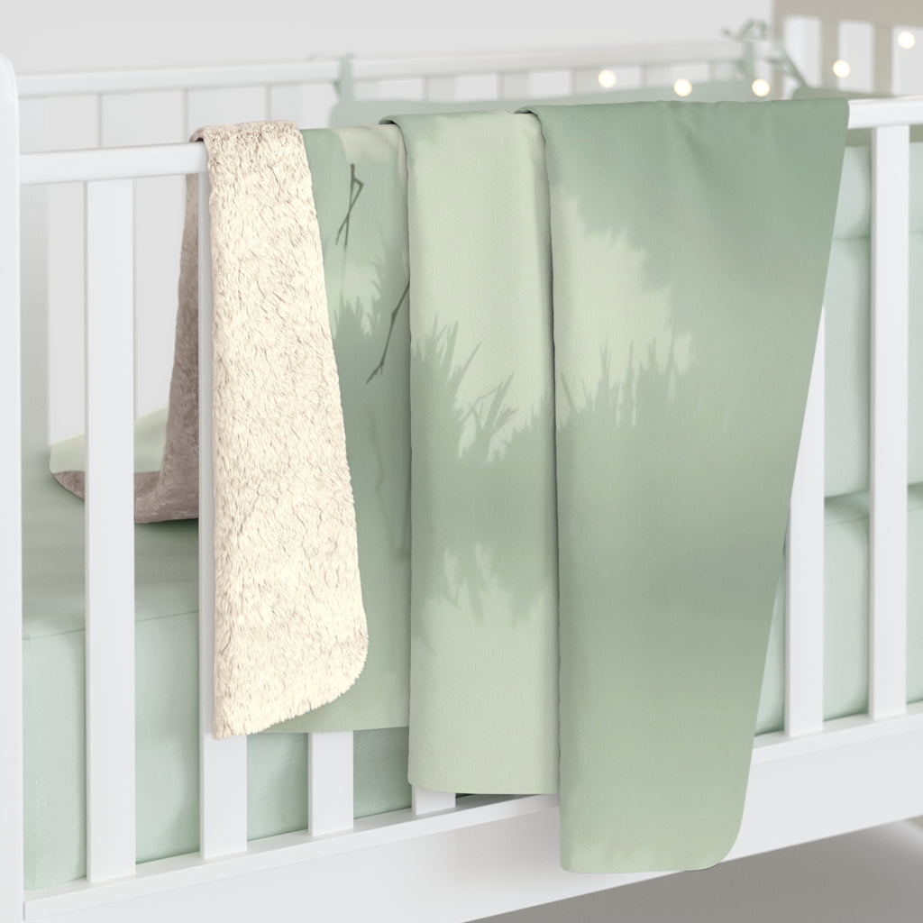 Crane Misty Landscape Sherpa Throw Blanket - Zen Asian-Inspired Decor, Cozy Fleece Gift