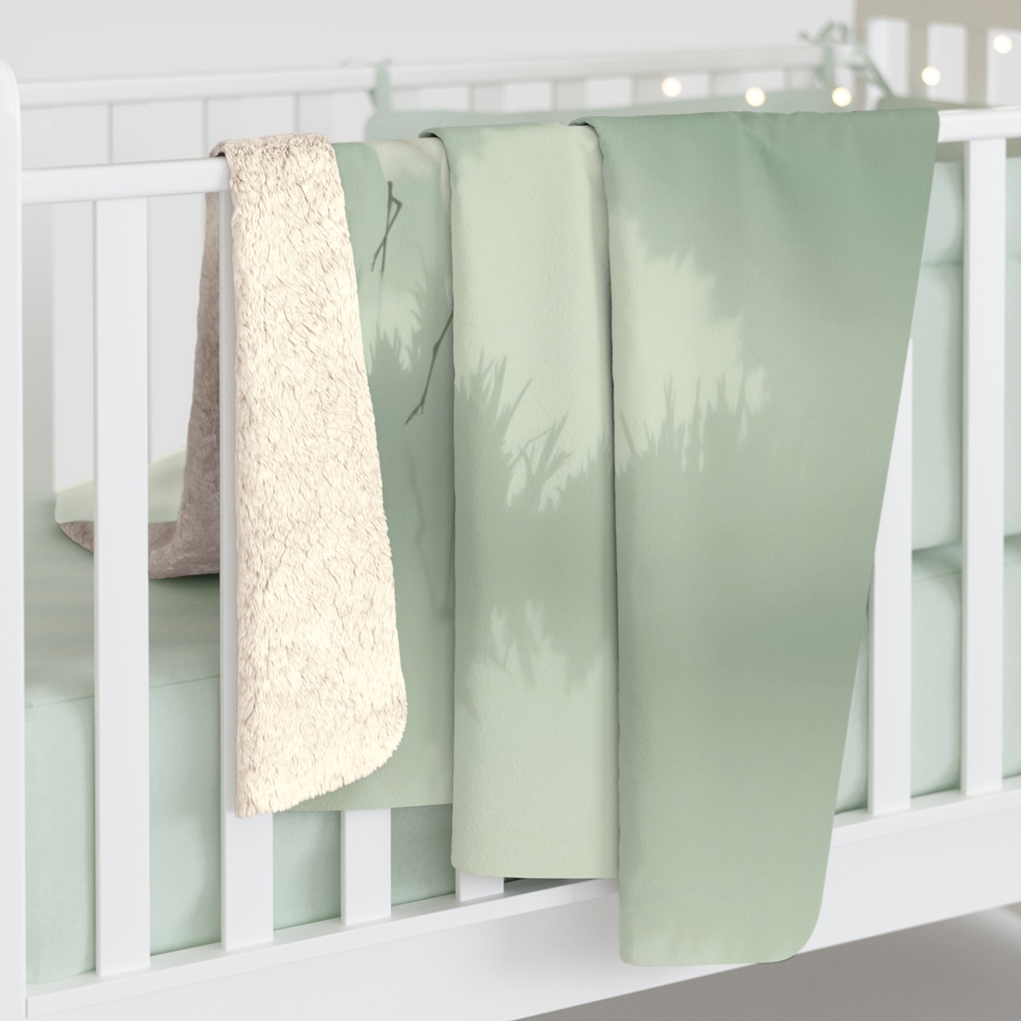 Crane Misty Landscape Sherpa Throw Blanket - Zen Asian-Inspired Decor, Cozy Fleece Gift