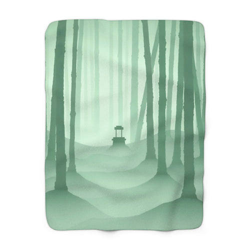 Bamboo Forest Misty Landscape Sherpa Throw Blanket from Kindling & Hammer