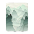 Mountain Temple Misty Landscape Sherpa Throw Blanket from Kindling & Hammer