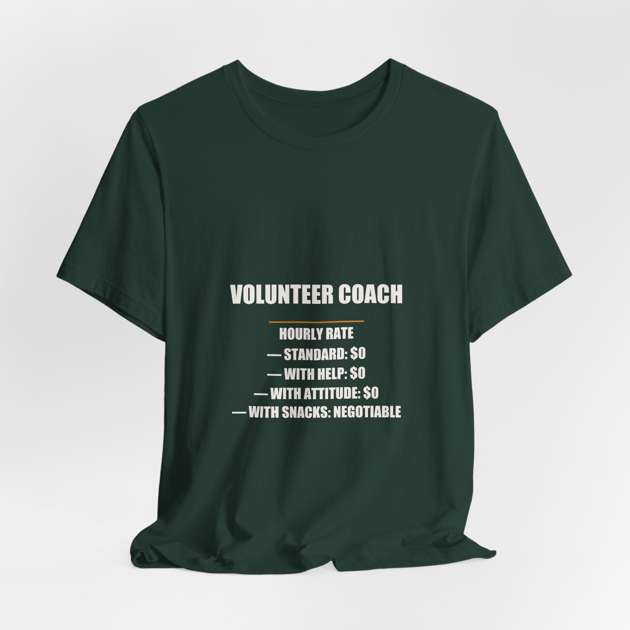 Volunteer Coach Hourly Rate Shirt - Standard Zero With Attitude Zero, Funny Volunteer Coach Gift, Premium Bella Canvas Tee