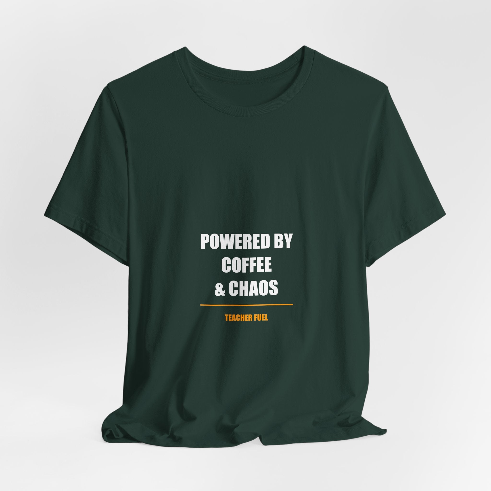 Powered by Coffee and Chaos Shirt - Funny Teacher Gift, Teacher Coffee Tee, Back to School, Premium Bella Canvas