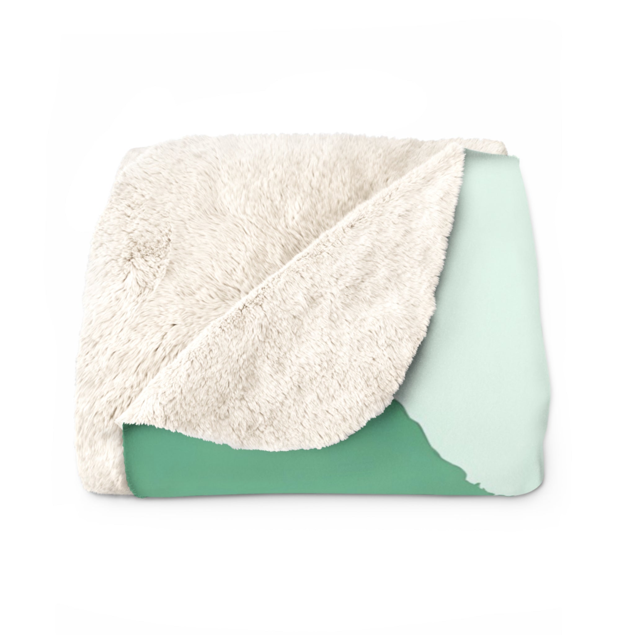 Misty Mountain Pagoda Sherpa Throw Blanket - Green Ink-Style Landscape, Zen Asian-Inspired Decor Gift