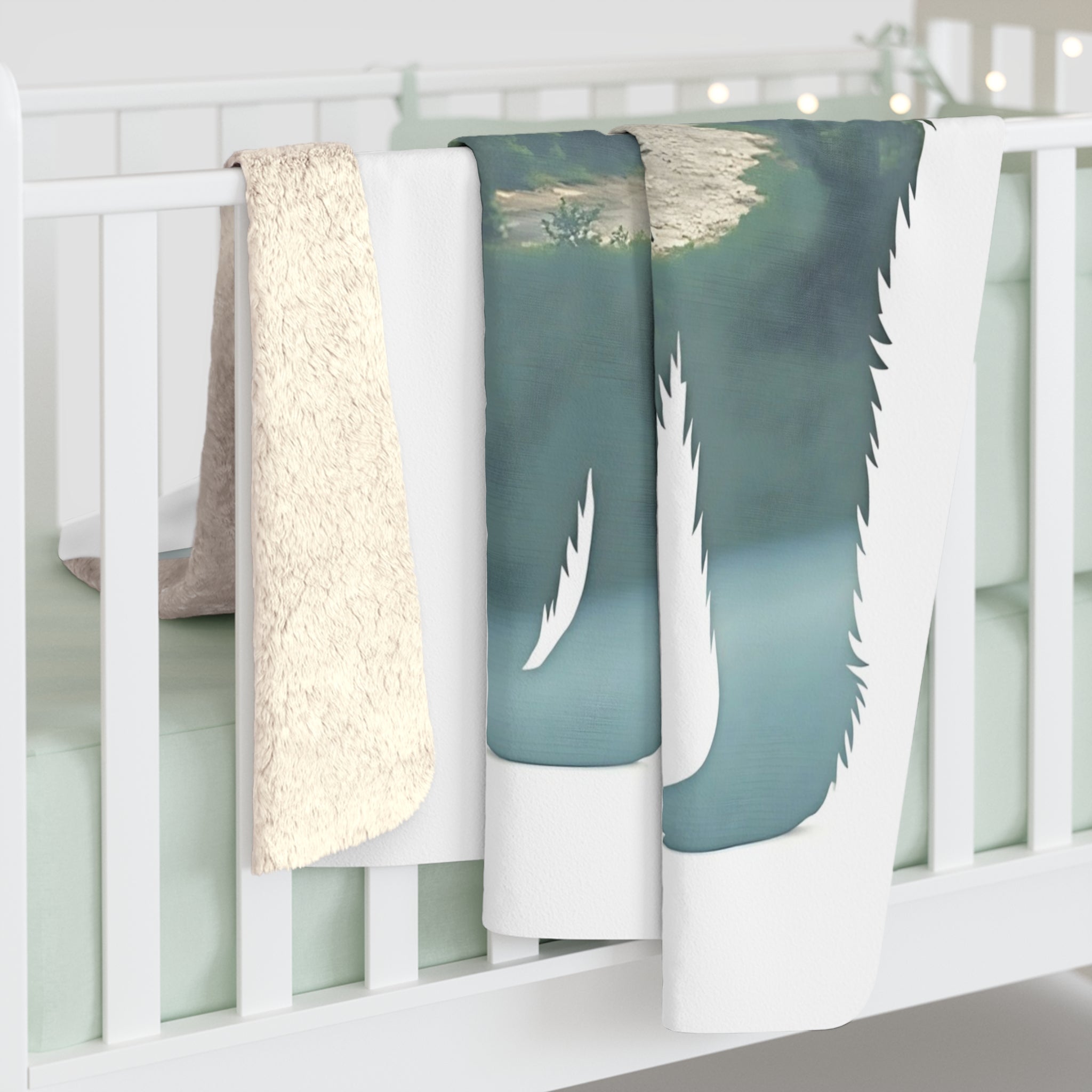 Bear Double Exposure Sherpa Throw Blanket - Nature Wildlife Art, Cozy Fleece Cabin Decor Gift