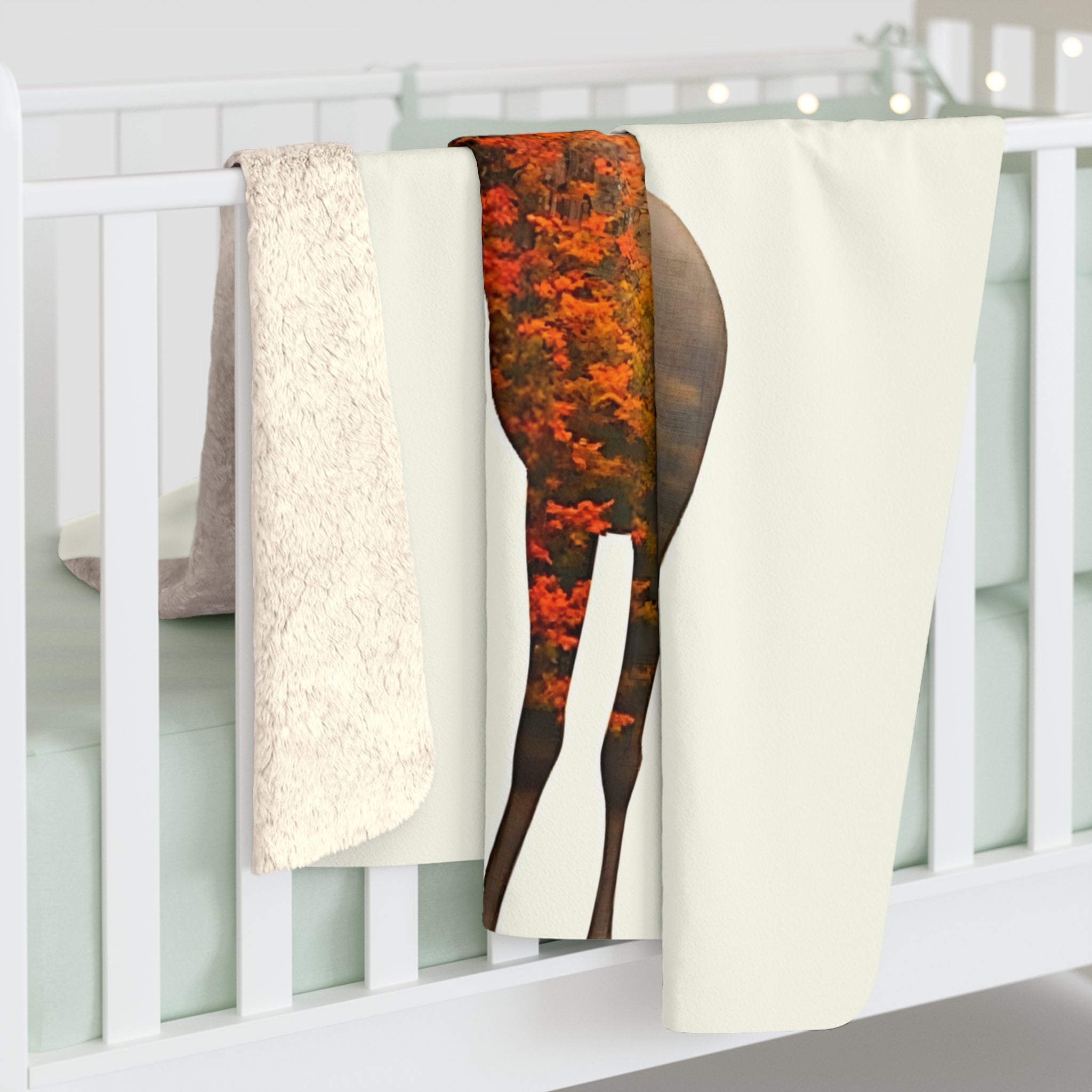 Stag Deer Double Exposure Sherpa Throw Blanket - Nature Wildlife Art, Cozy Fleece Cabin Decor Gift