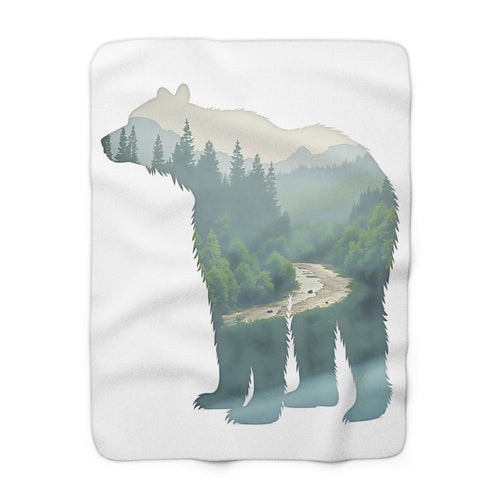 Bear Double Exposure Sherpa Throw Blanket from Kindling & Hammer