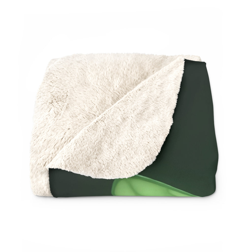 Luna Moth Fairy Sherpa Throw Blanket - Glowing Green Wings in a Moonlit Garden, Fantasy Fairycore Decor Gift