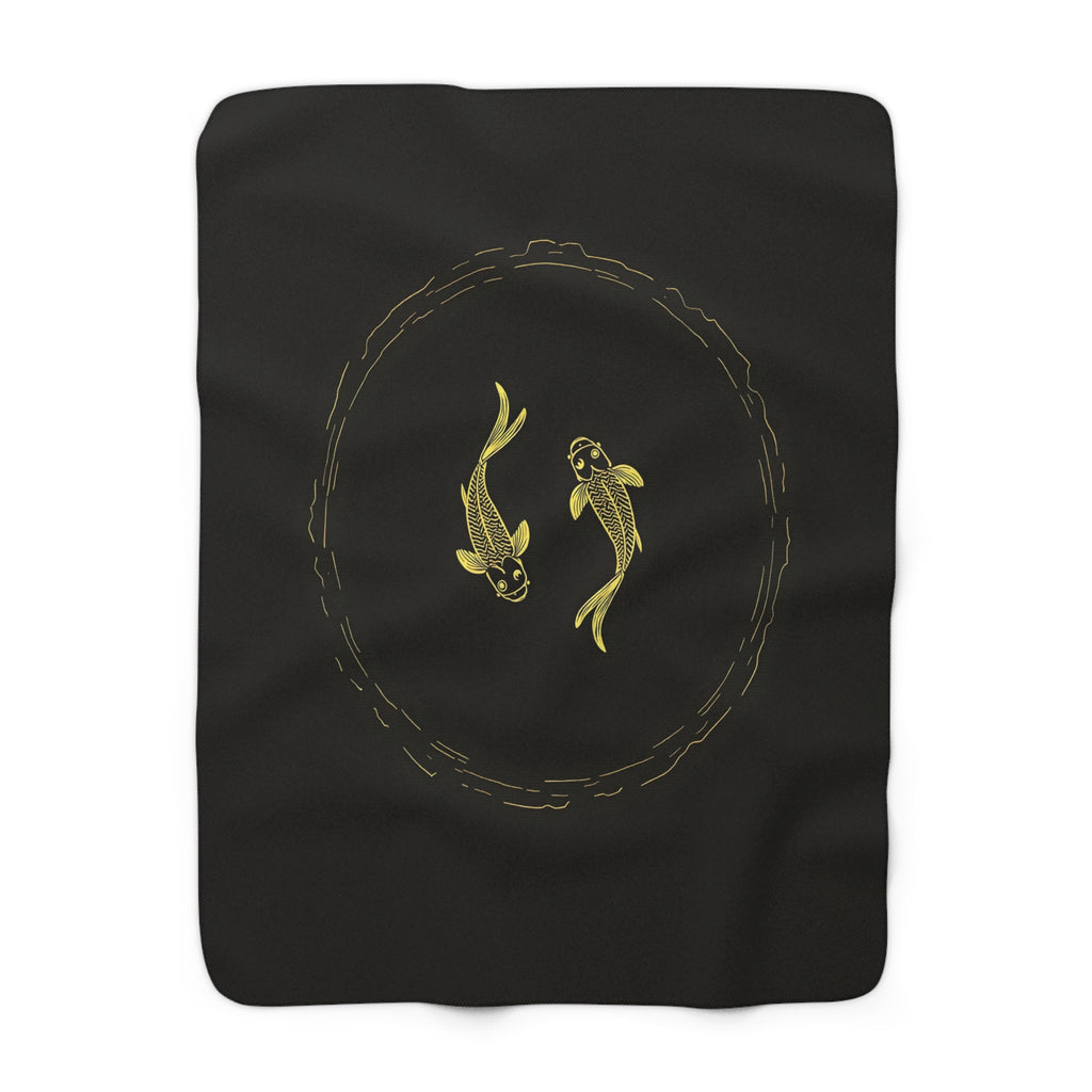 Gold Koi Fish Line Art Sherpa Throw Blanket from Kindling & Hammer