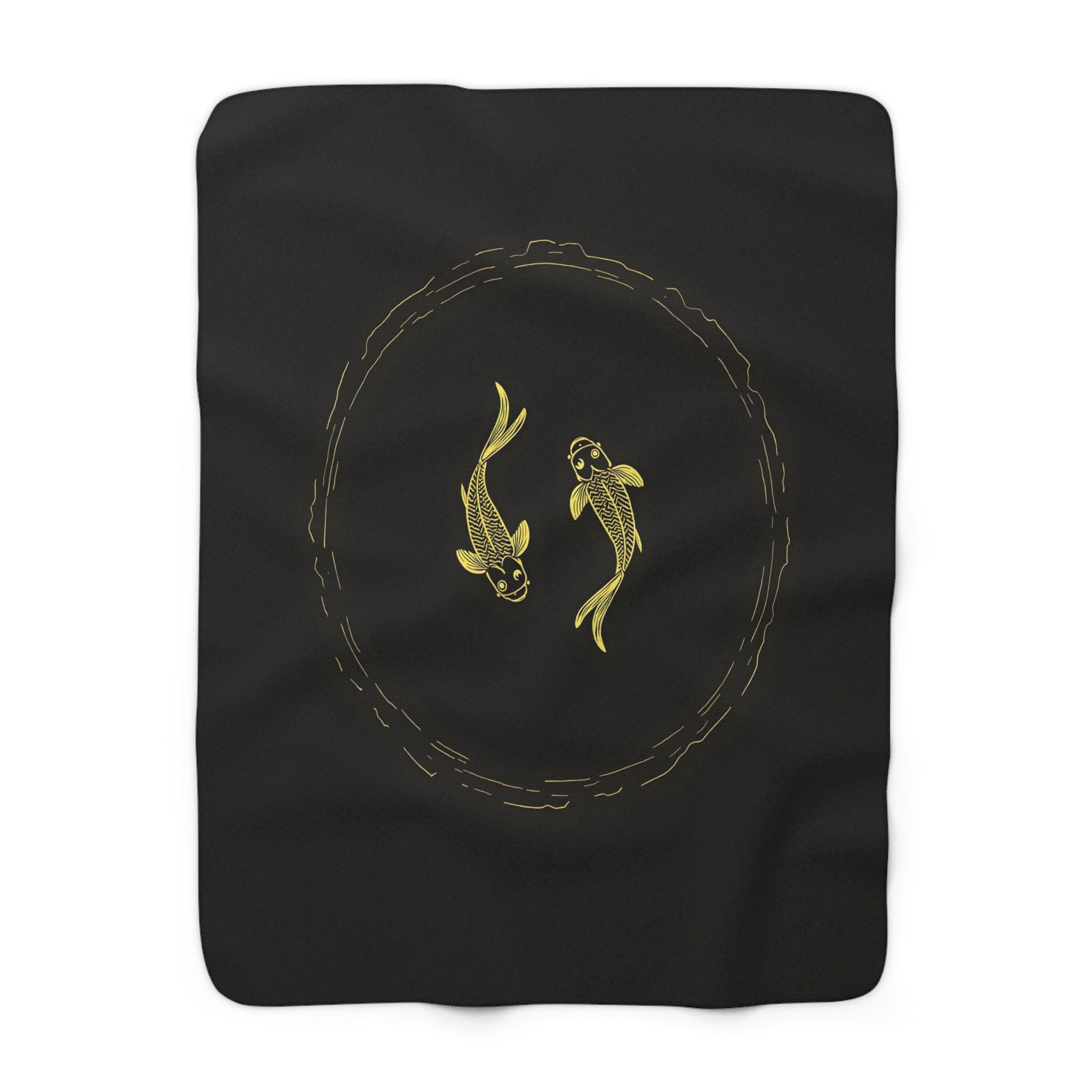 Gold Koi Fish Line Art Sherpa Throw Blanket from Kindling & Hammer