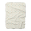 Fern & Seedhead Sherpa Throw Blanket - Vintage Botanical Pattern, Patina Blue & Terracotta on Cream - Mossbridge