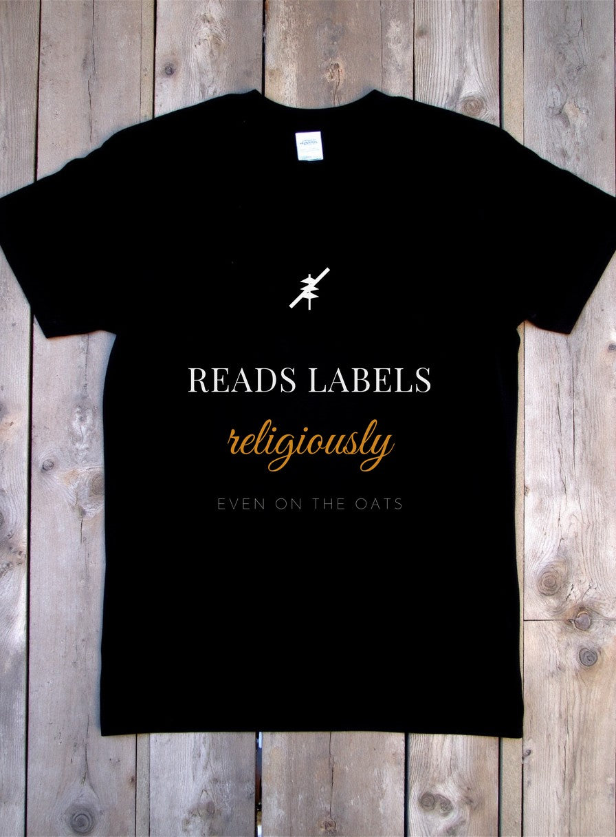 Reads Labels Religiously Even On The Oats Shirt — flat lay photo
