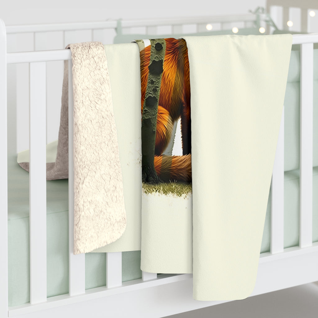 Fox Double Exposure Sherpa Throw Blanket - Nature Wildlife Art, Cozy Fleece Cabin Decor Gift