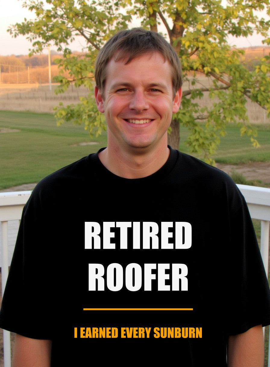 I Earned Every Sunburn Roofer Shirt, Retired Roofer Father's Day Gift, Bella Canvas Tradesman Tee — worn lifestyle photo
