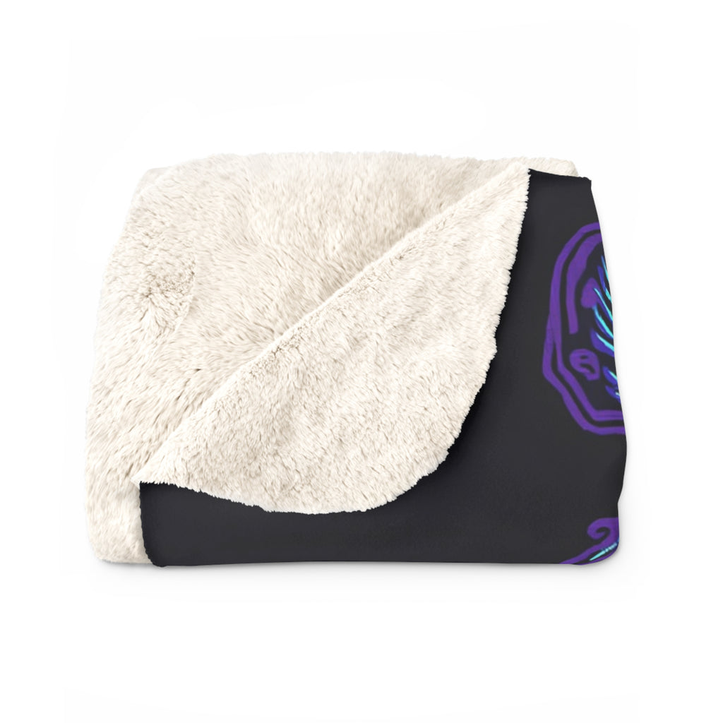 Neon Bear Sherpa Throw Blanket - Glowing Bear Portrait, Cozy Fleece Bedroom Dorm Game Room Gift