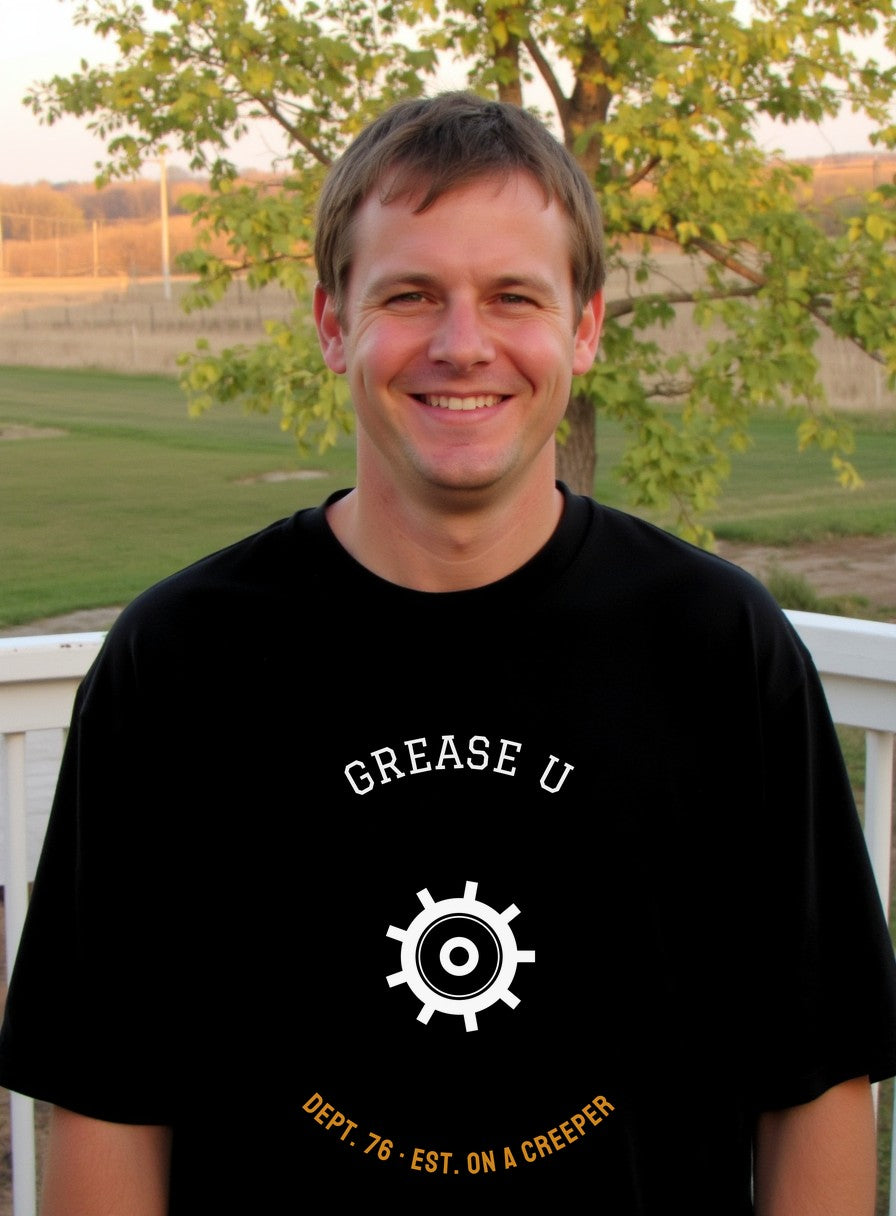 Grease U Dept 76 Mechanic Shirt — worn lifestyle photo