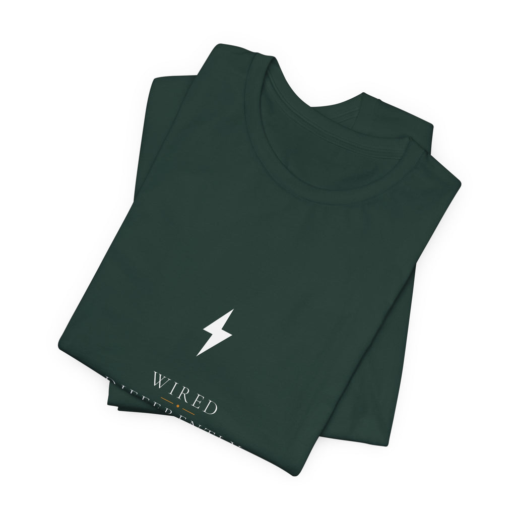 Wired Differently Electrician Shirt - Elegant Serif Edition, Premium Bella Canvas