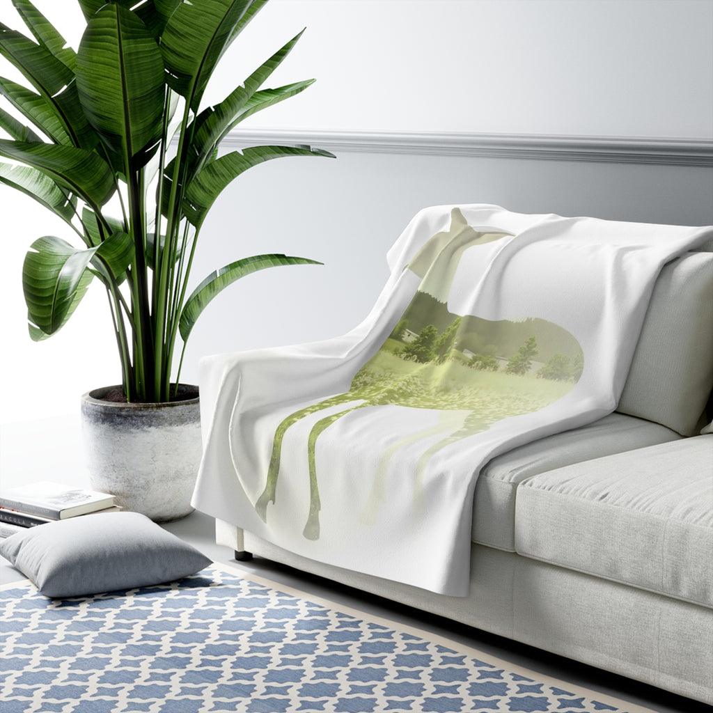Deer Double Exposure Sherpa Throw Blanket - Nature Wildlife Art, Cozy Fleece Cabin Decor Gift