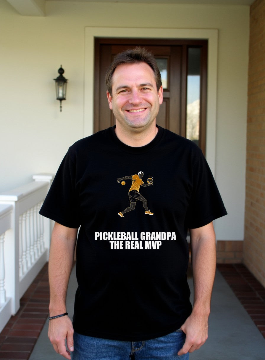 Pickleball Grandpa The Real MVP Shirt — worn lifestyle photo
