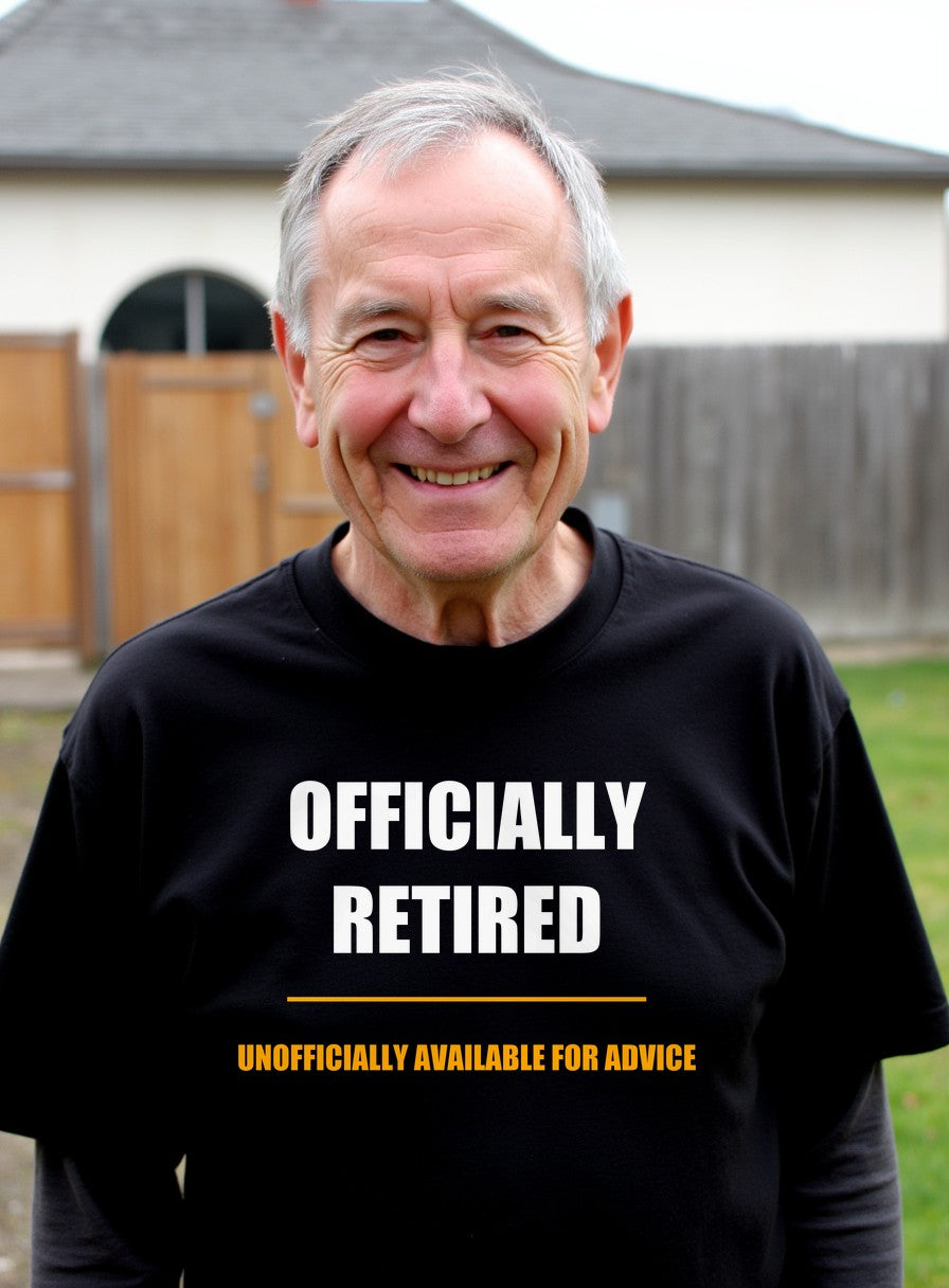 Officially Retired Shirt — worn lifestyle photo