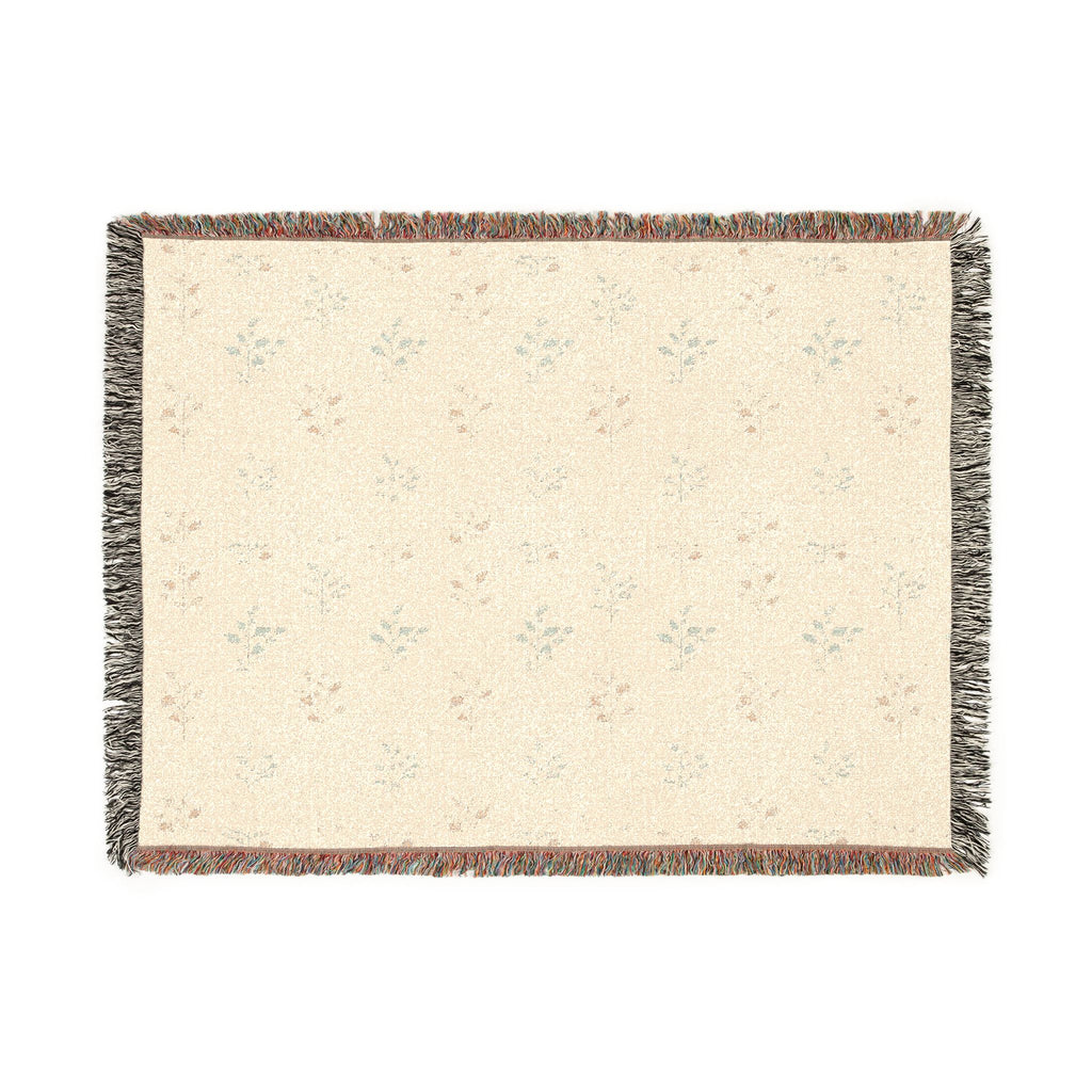 Fern & Seedhead Woven Throw Blanket - Jacquard Woven Botanical, Patina Blue & Terracotta - Mossbridge
