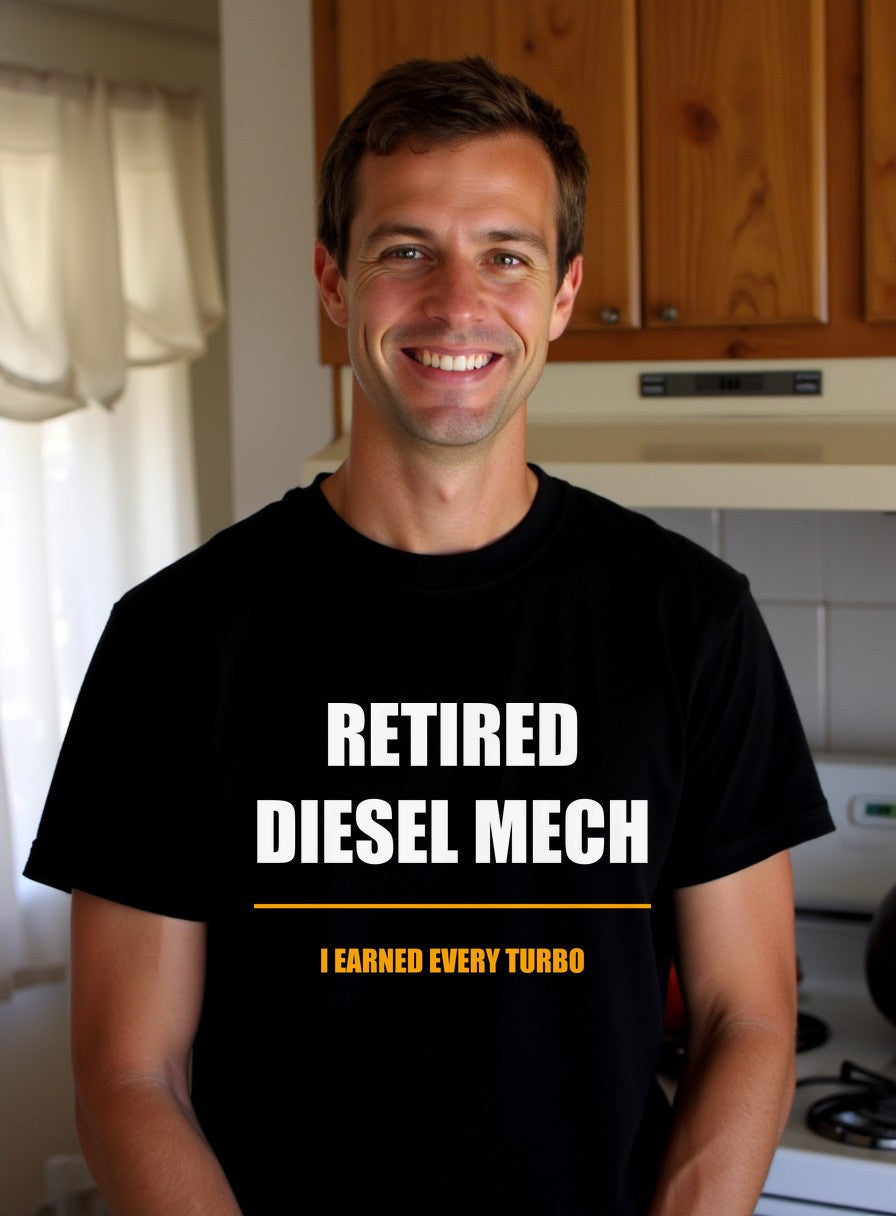 I Earned Every Turbo Shirt, Retired Diesel Mechanic Father's Day Gift, Funny Bella Canvas Tee — worn lifestyle photo