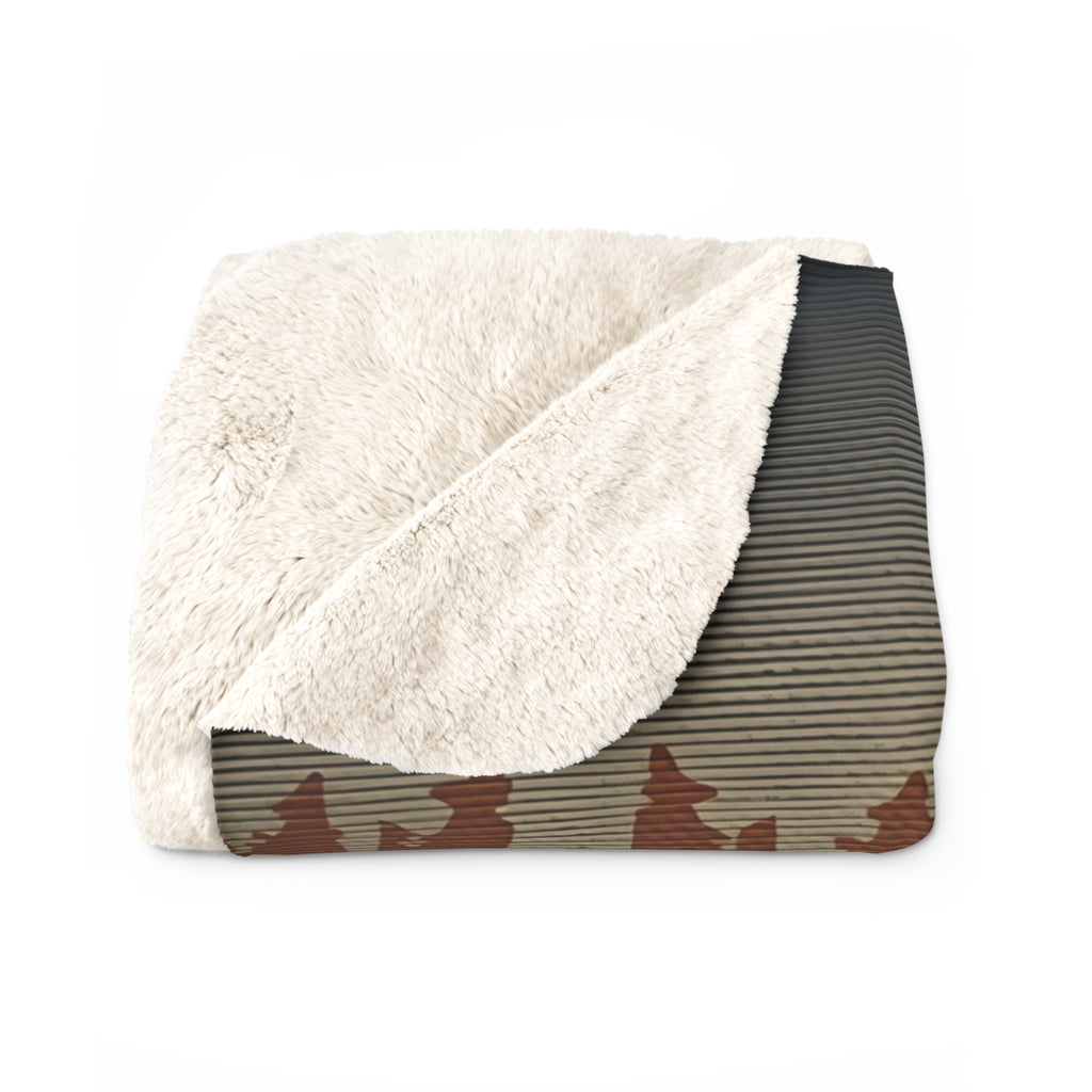 Pine Ridge Lodge Sherpa Throw Blanket - Layered Forest Silhouettes with Rising Moon