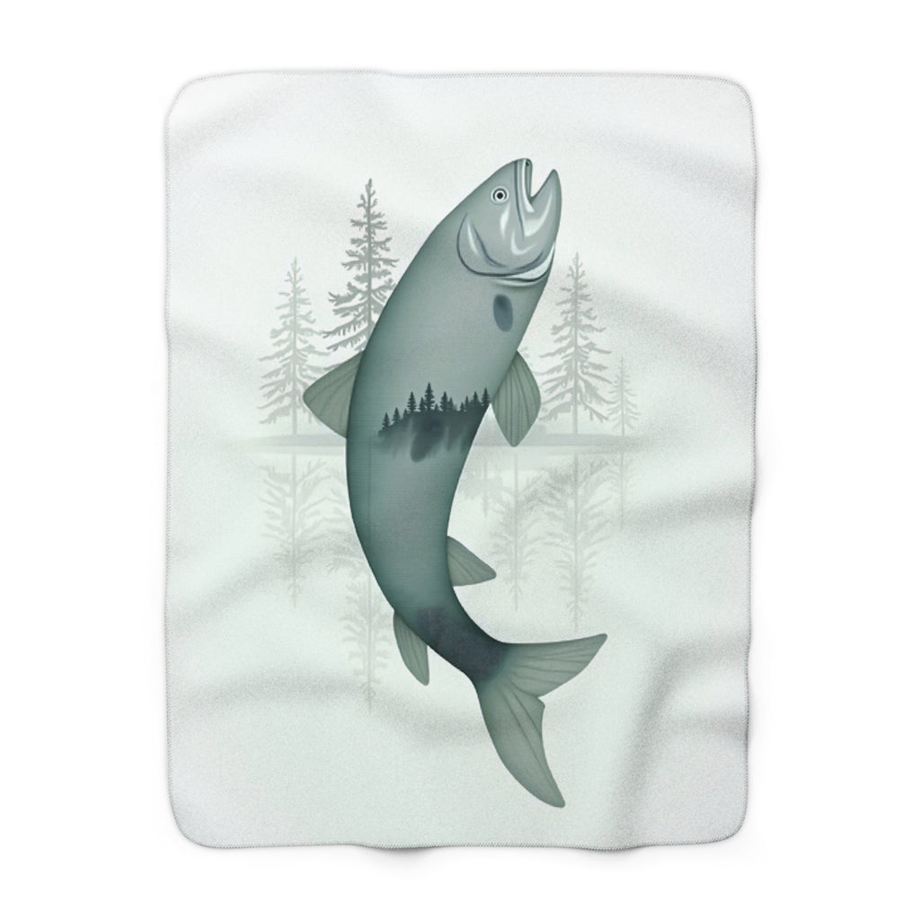 Trout Double Exposure Sherpa Throw Blanket from Kindling & Hammer