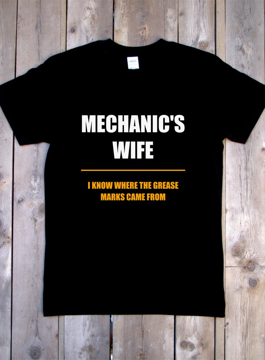 Mechanic's Wife Shirt — flat lay photo