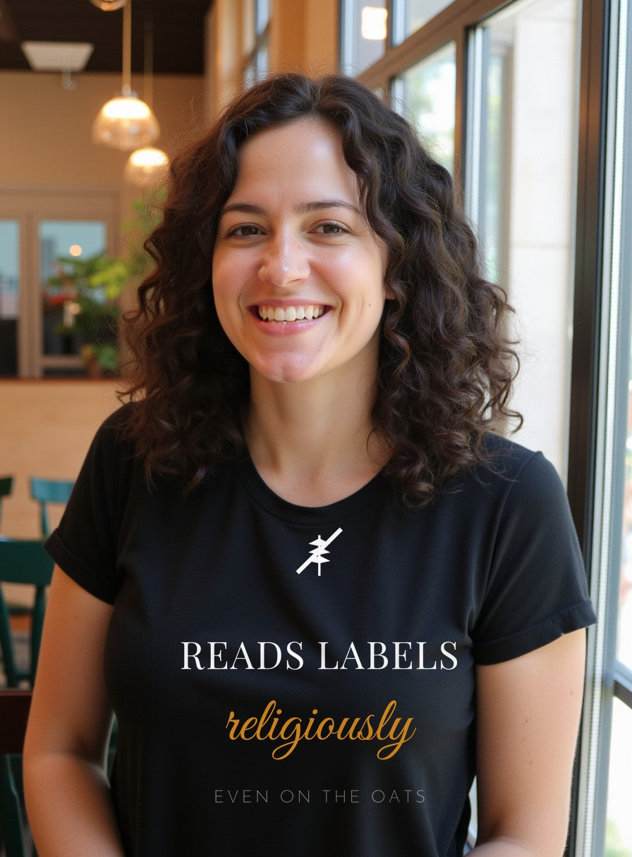 Reads Labels Religiously Even On The Oats Shirt — worn lifestyle photo