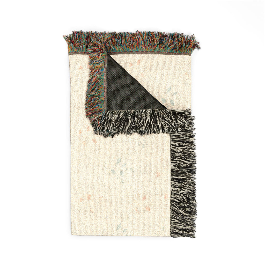 Fern & Seedhead Woven Throw Blanket - Jacquard Woven Botanical, Patina Blue & Terracotta - Mossbridge