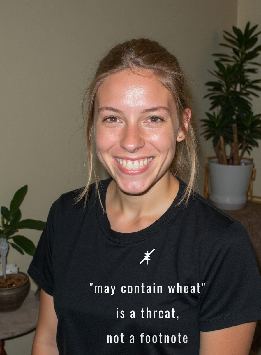 May Contain Wheat Is A Threat Shirt — worn lifestyle photo