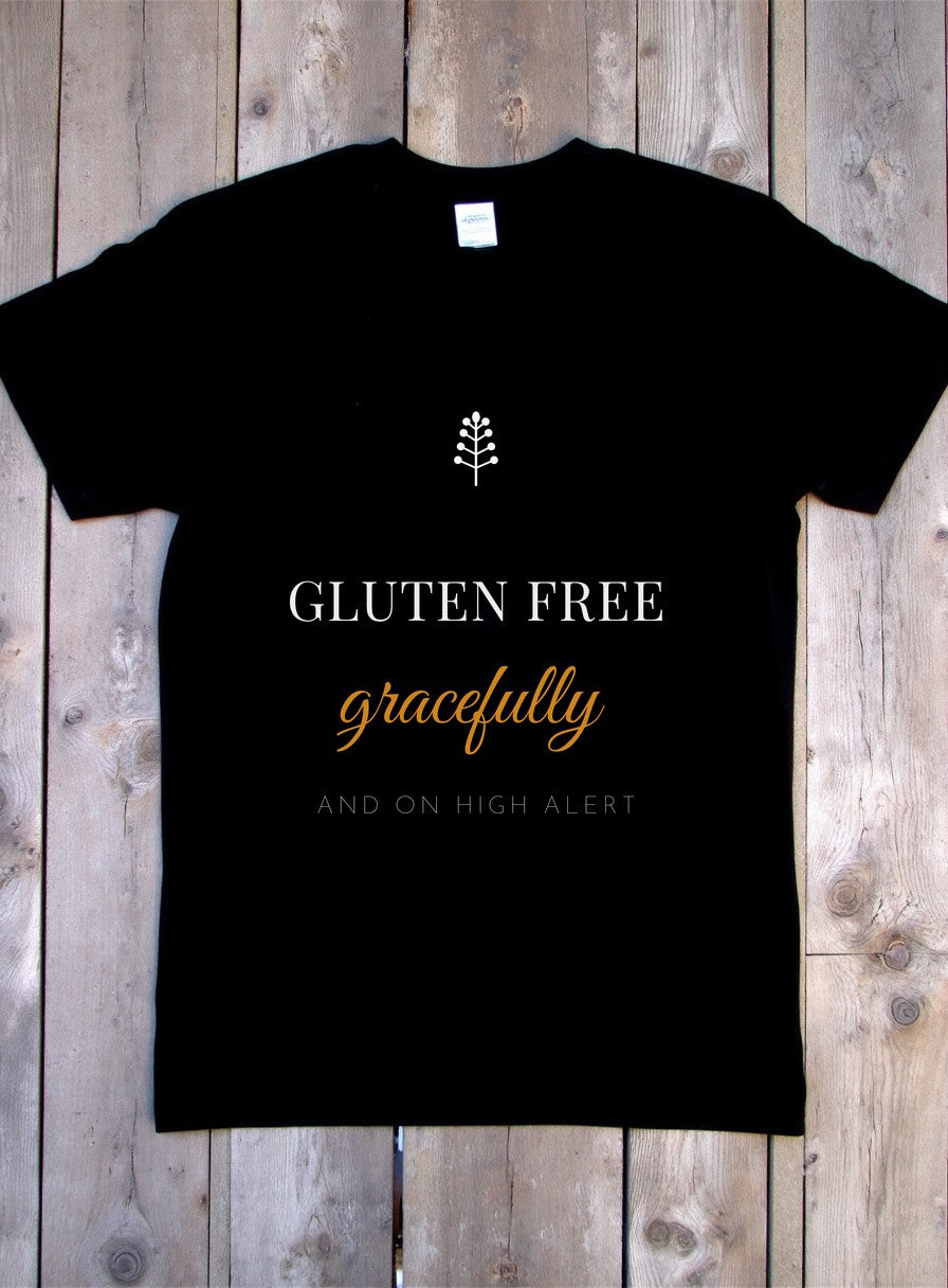 Gluten Free Gracefully And On High Alert Shirt — flat lay photo