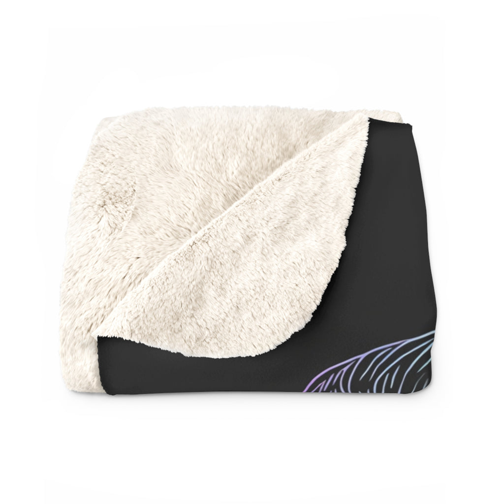 Neon Ram Sherpa Throw Blanket - Glowing Ram Portrait, Cozy Fleece Bedroom Dorm Game Room Gift