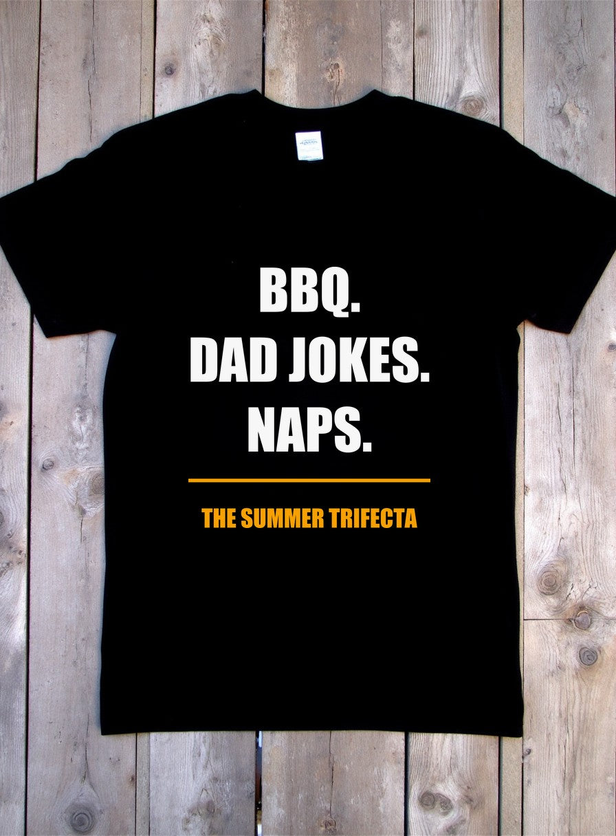 BBQ Dad Jokes Naps Shirt — flat lay photo